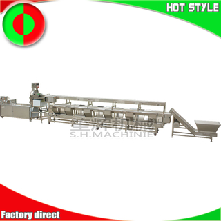 Large scale production line for peeling, cutting and cleaning vegetables and fruits